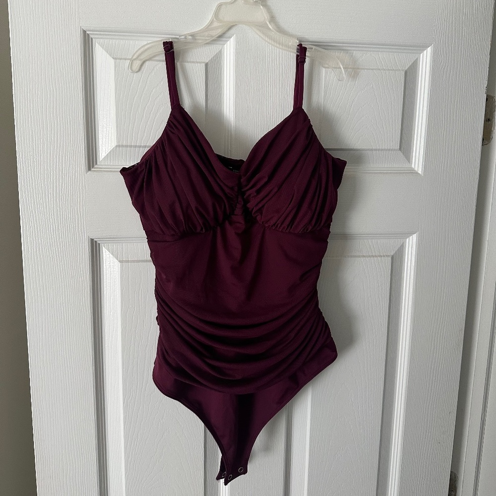 Body Contour Ruched Mesh V-Neck Bodysuit